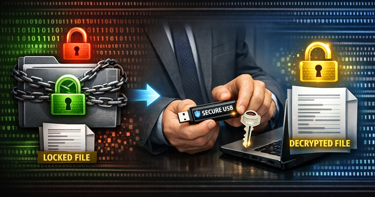 USB An toàn mã hóa tệp với khóa tùy chọn để gửi file qua Internet an toàn